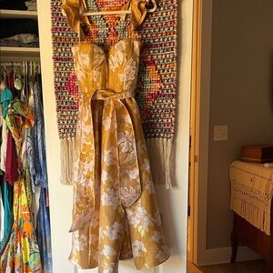 Elegant Floral Yellow Dress